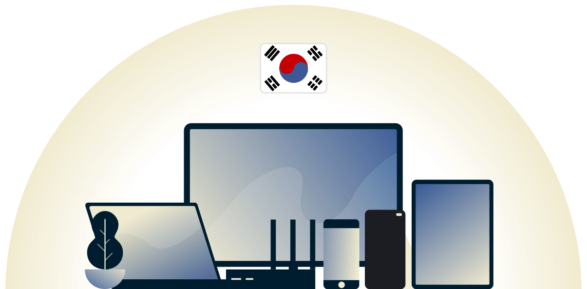 Corée du Sud VPN protégeant une variété d'appareils.